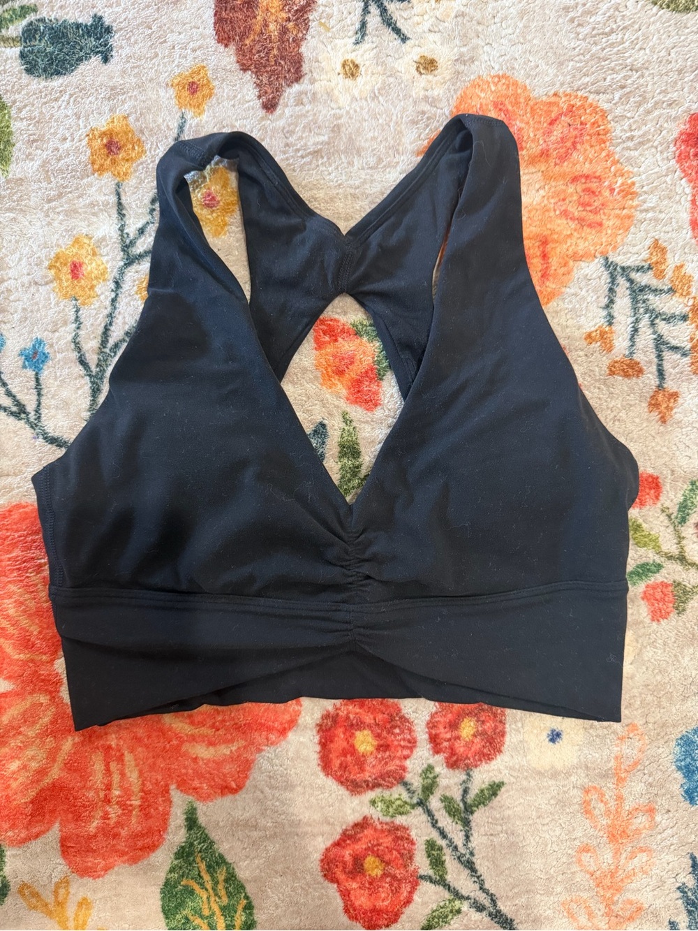 ARITZIA GOLDEN Black V-Neck Cross-Back Bralette